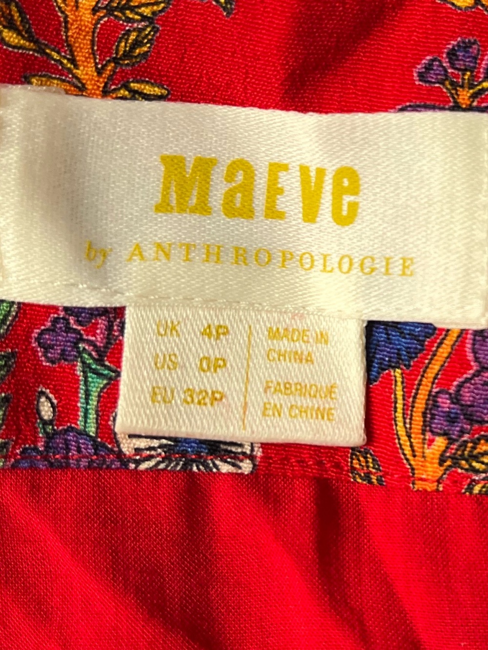 Anthropologie Maeve Rosalia red floral faux wrap ruffle v neck dress . Size 0P - Picture 8 of 14